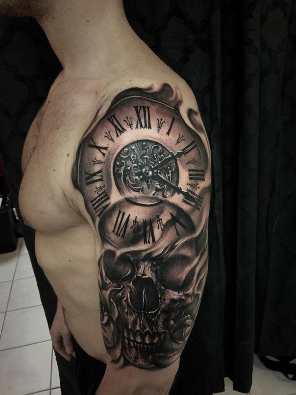 Clock of Death Skull Tattoo