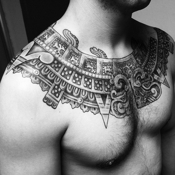 Collarbone Aztec Tattoo for Men