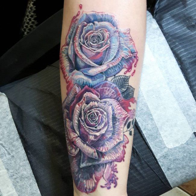 Colorful Rose Tattoo Idea for Serenity