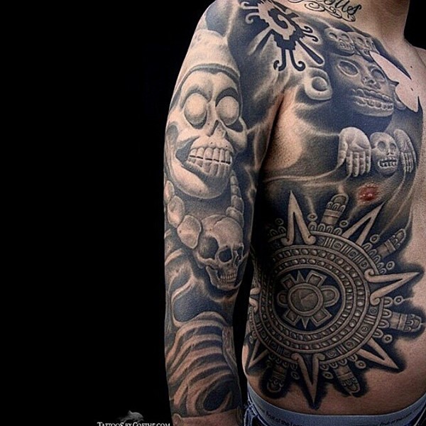 Cover One Side of Your Upper Body with Aztec Symbolism