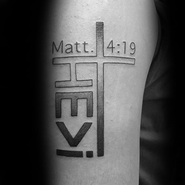 Creative Cross and Religious Text Wrist Tattoo
