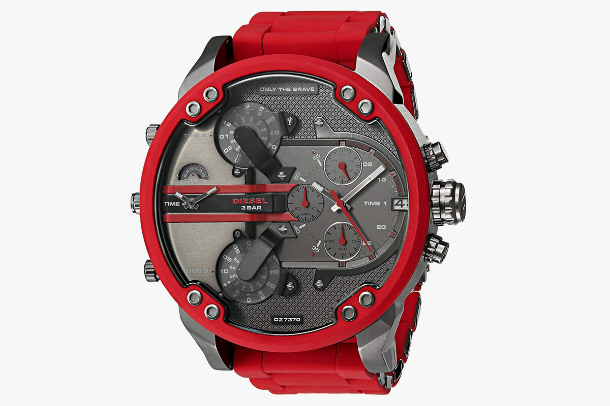 Diesel Men’s Mini Daddy Red Silicone Strap Watch (DZ7370)