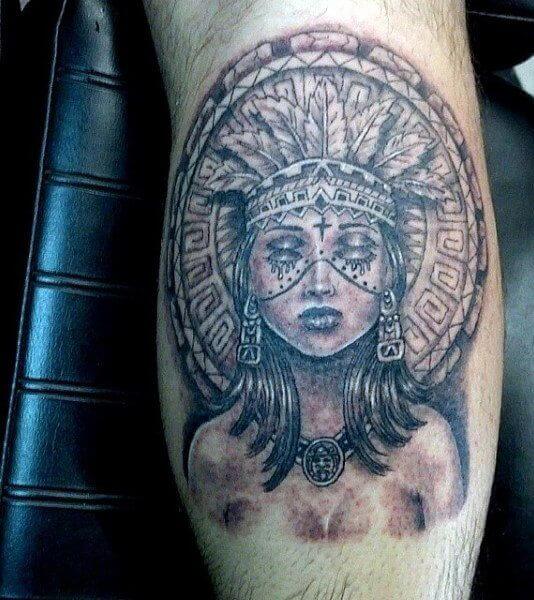 Dual Eyed Aztec Warrior Princess Tattoo