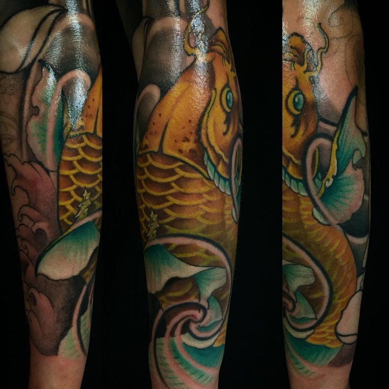 Dull Colors Koi Fish Tattoos