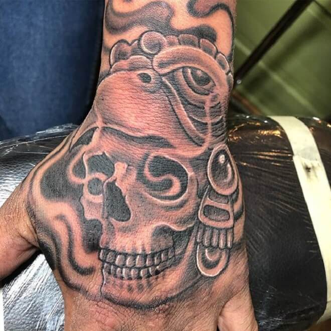 Eagle and Skull Hand Tattoo