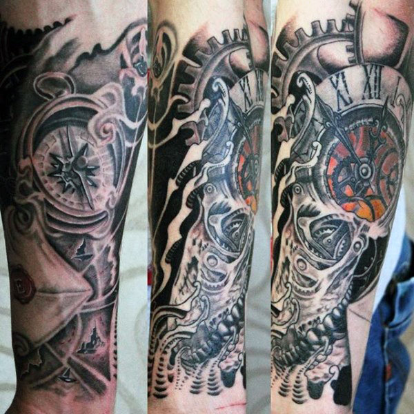 Enhance Your Arm Sleeve with a Clock Tattoo