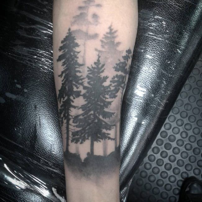 Foggy Forest Tattoo Idea for Men
