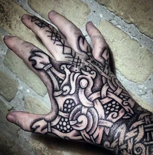 Full Hand Nordic Tattoo Idea