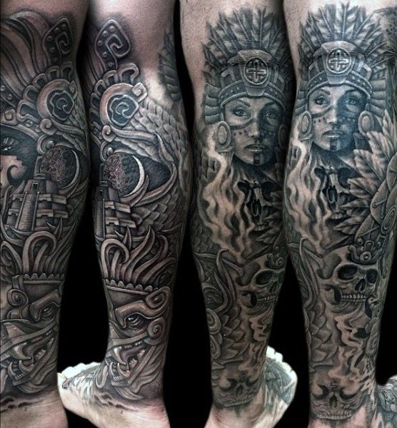 Full Leg Aztec Symbolism Pieces