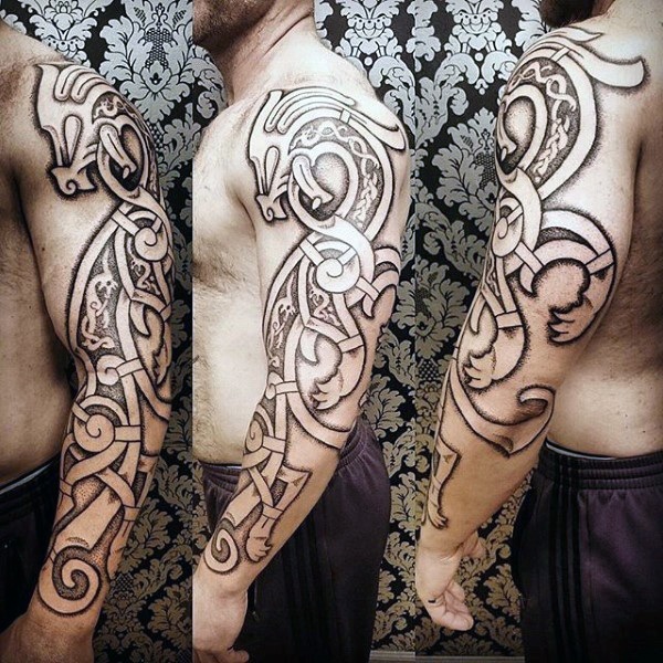 Full Sleeve Dragon Nordic Tattoo