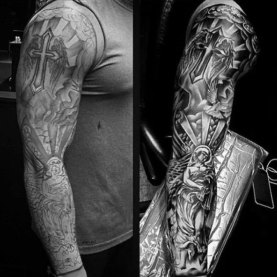 Full Sleeve Piece with Crosses and Christian Symbols