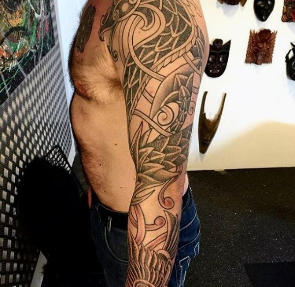 Full Sleeve of Nordic Lines and Scales