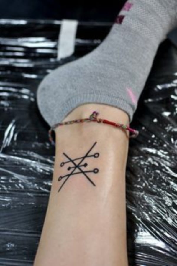 Geometric Symbollic Ankle Tattoo