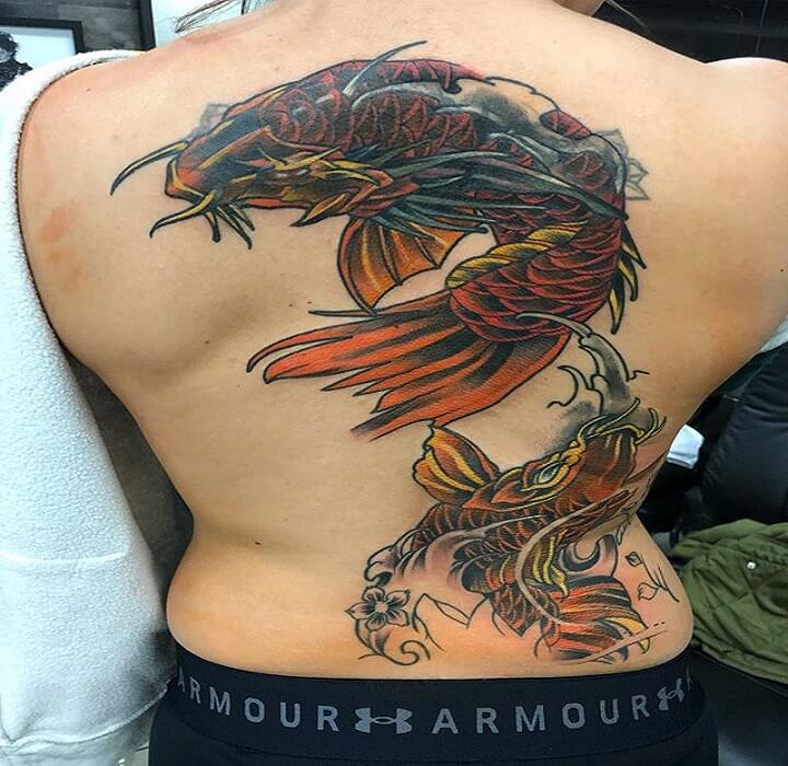 Koi Fish Inspired by a Dragon Back Piece