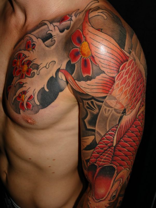 Koi Fish Shoulder Tattoo Idea