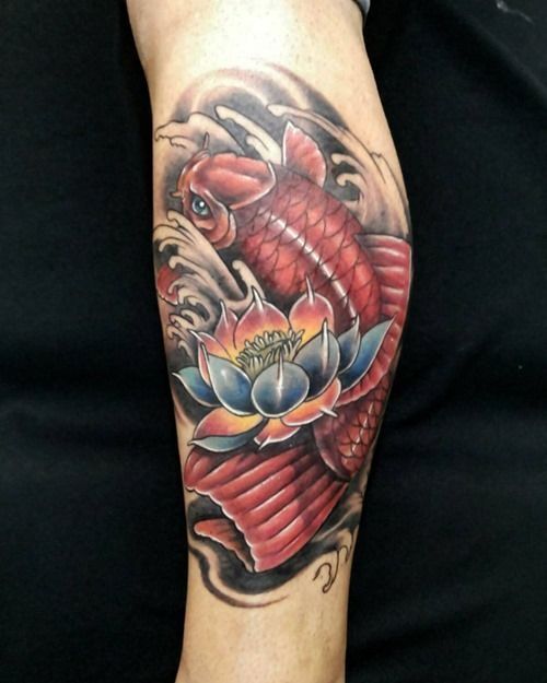 Koi Fish and Lotus Flower Tattoo
