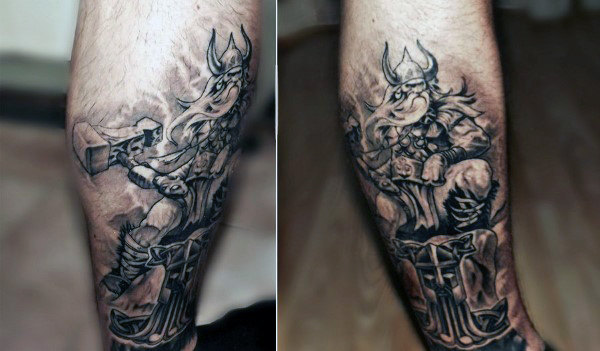 Lower Leg Nordic Tattoo Idea for Men