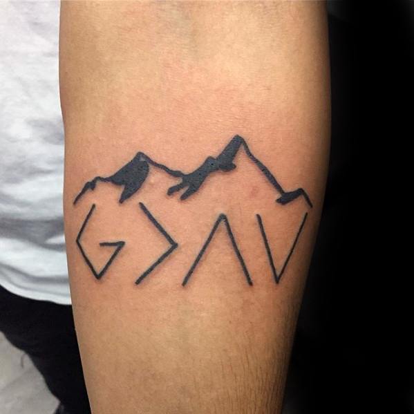 Mountains over GIGTTHATL Religious Symbolic Tattoo