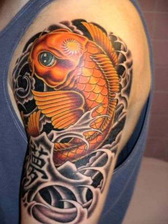 Orange Cartoon Koi Fish Tattoo