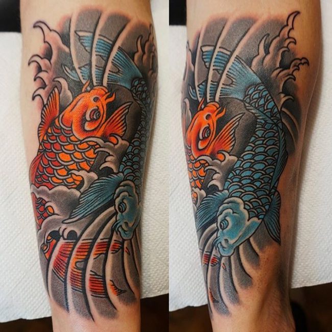 Orange Koi Fish Detailed Tattoo for Men