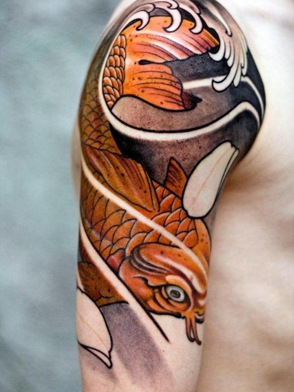 Orange Shaded Koi Fish Tattoo for Men
