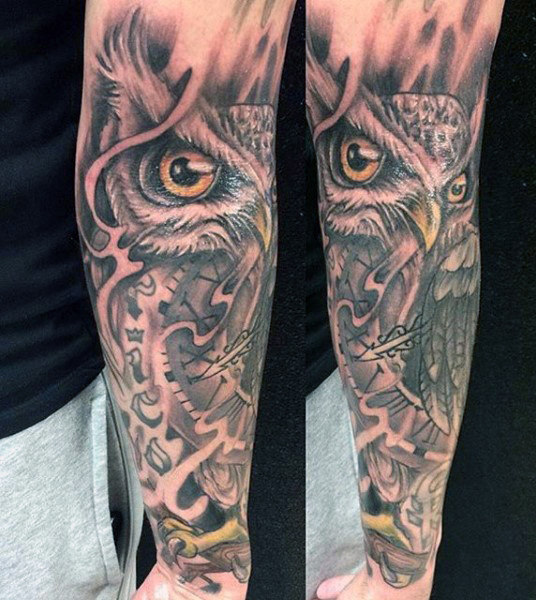 Owl and Clock Forearm Piece