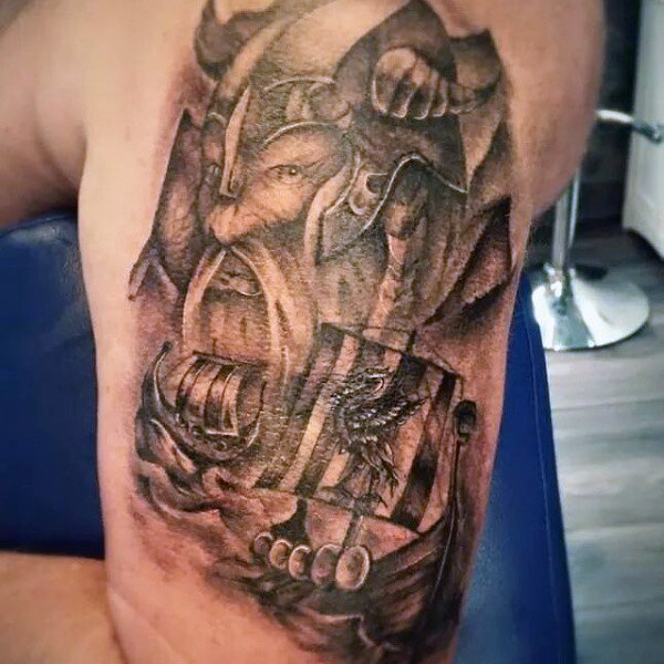 Tattoo Representing a Nordic War Scene
