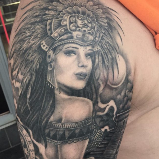 Tattoo of a Feathered Goddess