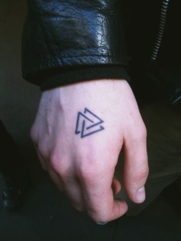 Tri Triangle Hand Tattoo