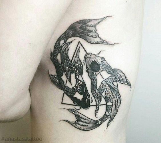 Triangle Koi Fish Forearm Tattoo