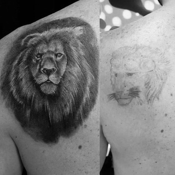 Upper Left Back Lion Tattoo