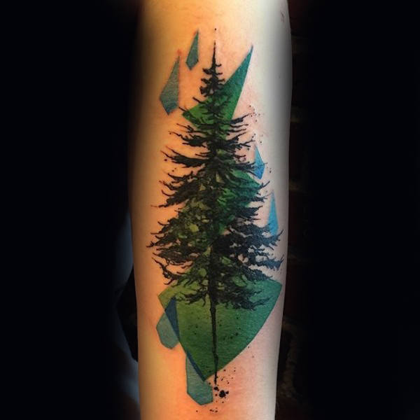 Abstract Green and Blue Forearm Tattoo Idea