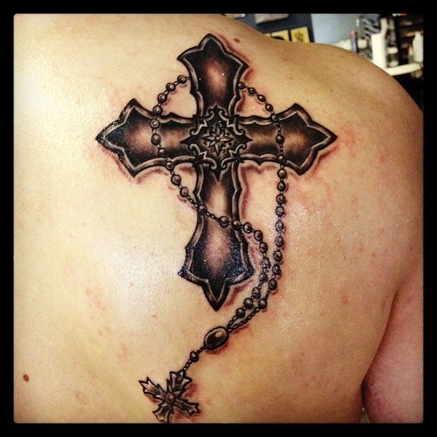 Antique and Vintage Rosary Back Tattoo Idea
