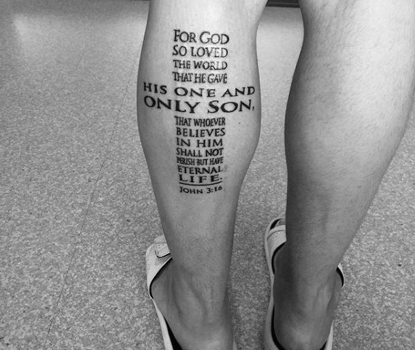 Biblical Quote Tattoo in the Shape of a Cross