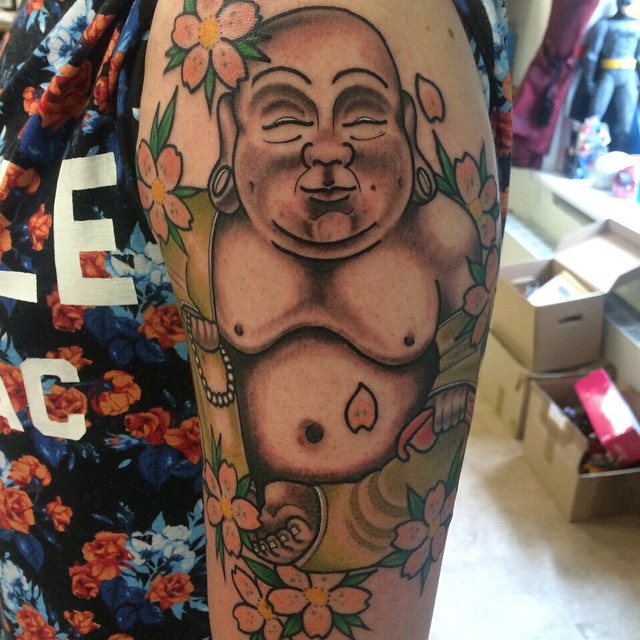 Chubby Laughing Buddha Half Sleeve Idea for Men