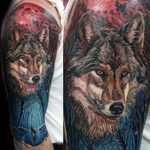 Colorful Wolf Forest Upper Arm Piece