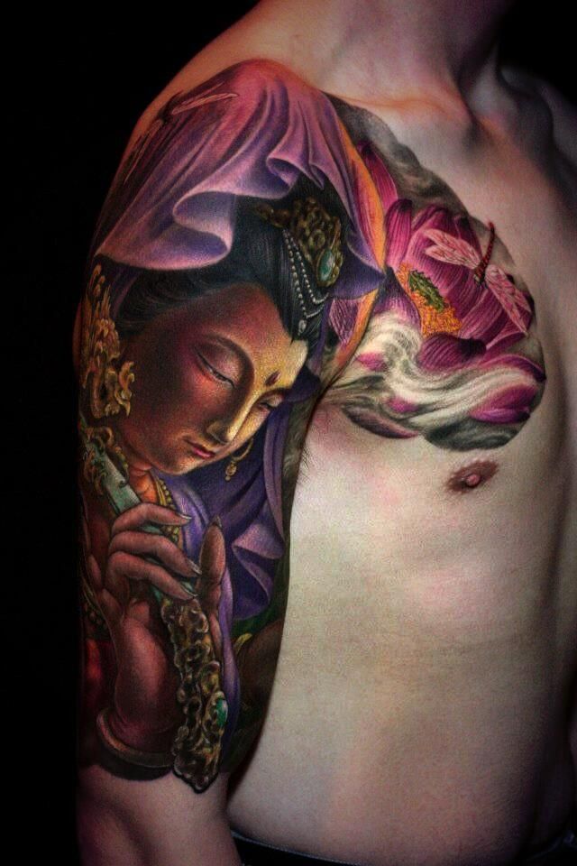 Detailed and Intricate Half Sleeve Religious Tattoo for Men