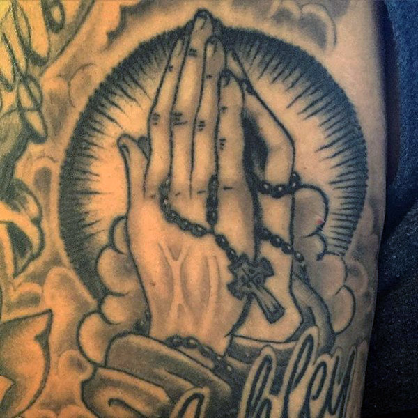 Faded Prayer Hands Tattoo Devoted to Your Daughter