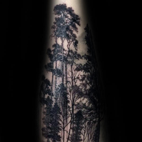 Fine Line Tree Tattoo Idea