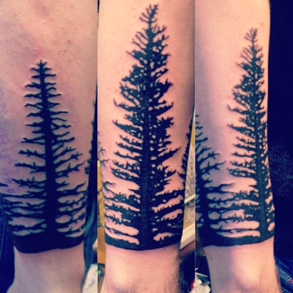 Forearm Tree Tattoo Inked in Deep Black