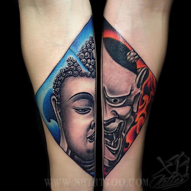 Good and Bad Buddhist Tattoo Design
