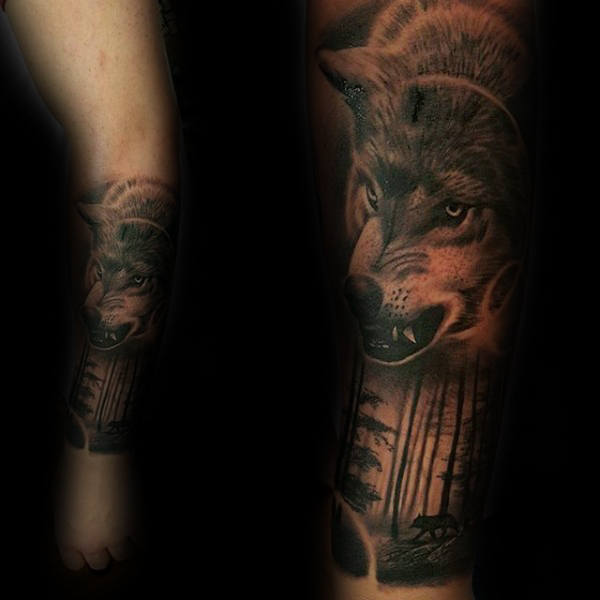 Growling Wolf Tattoo Idea for Men