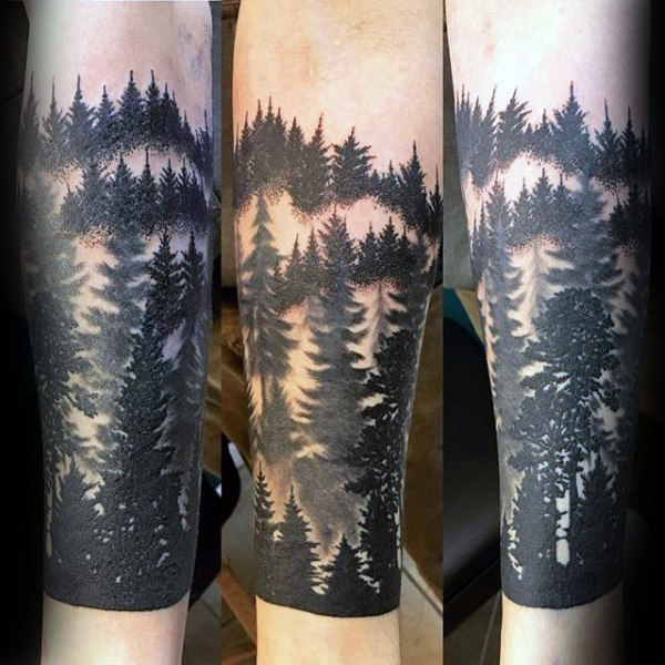 Half Sleeve Forest Forearm Tattoo for Men