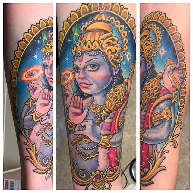 Hindu Goddess Lakshmi Forearm Tattoo