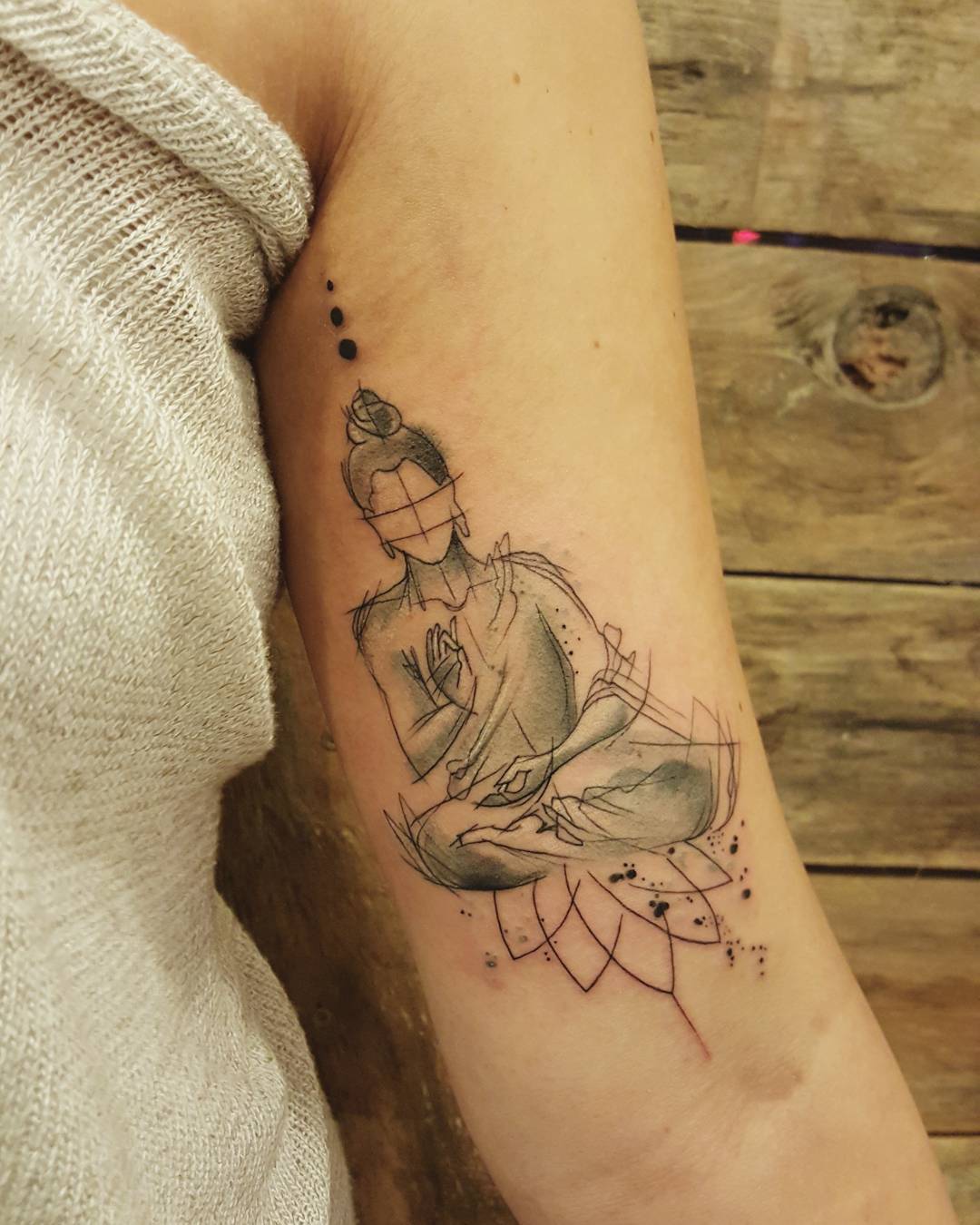 Hindu Lotus Flower Goddess Tattoo Design for Men