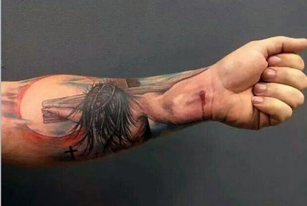Jesus on the Cross Tattoo with Your Wrist Nailed to the Cross