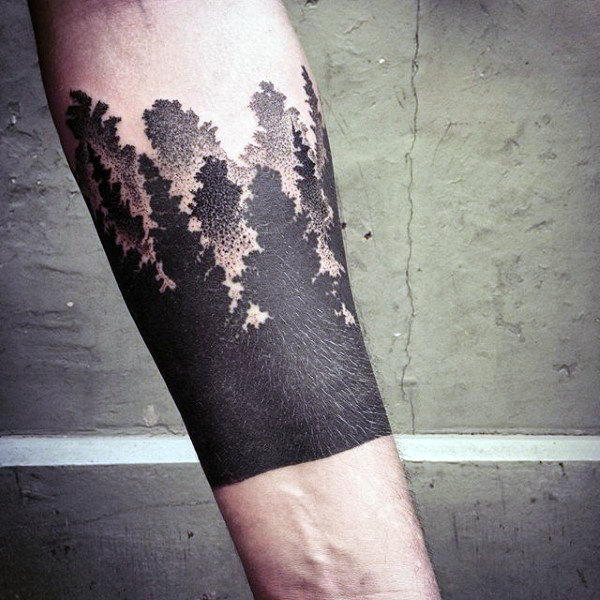 Light to Dark Forest Tree Tattoo Idea