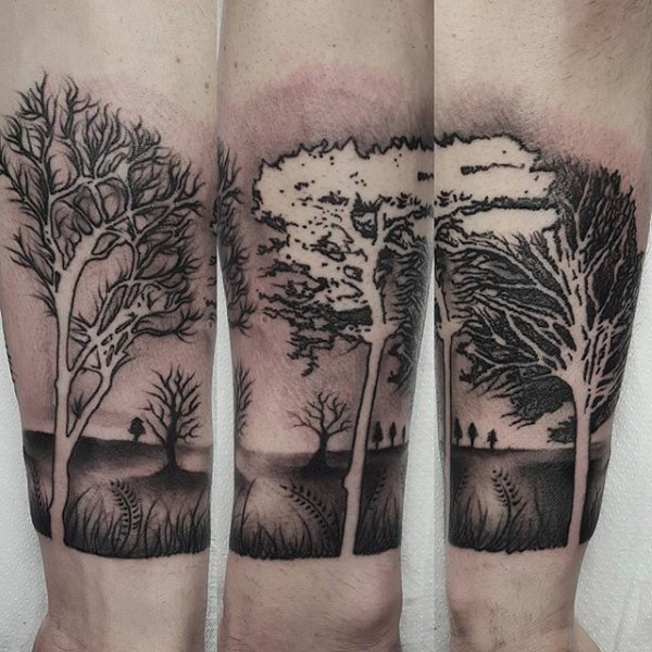 Negative Space Trees Blowing in the Wind on Your Forearm