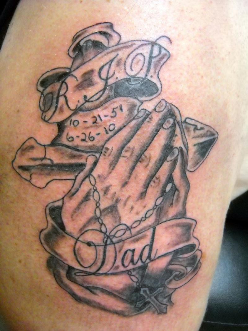 Prayer Hands Tattoo in Loving Memory of a Family Member