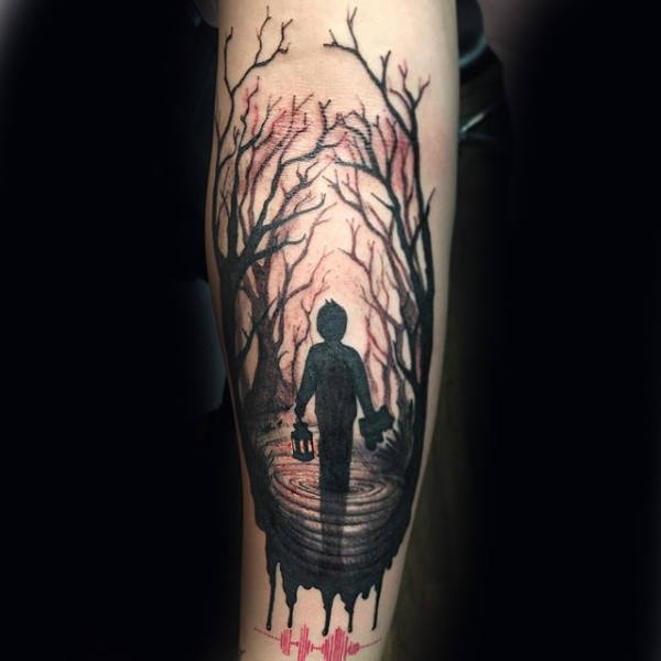 Red and Black Forest Vibration Forearm Piece